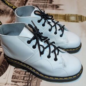 Dr Martens Church Lace Up Classic White Leather Monkey Boots Men Size 7 No Box